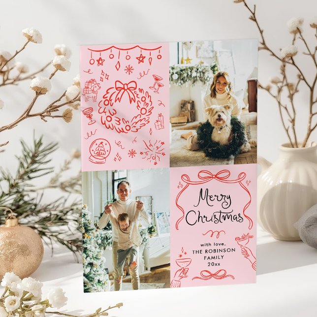 Mano retro caprichosa dibujada Feliz Navidad 2 fot (Subido por el creador)