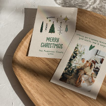 Mano retro pintada de árboles verdes de Navidad di