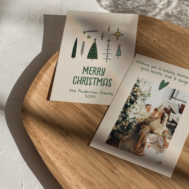 Mano retro pintada de árboles verdes de Navidad di (Subido por el creador)