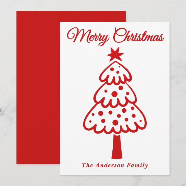 Mano roja caprichosa dibujó árbol de Navidad (Anverso / Reverso)