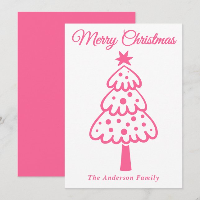 Mano rosa caprichoso dibuja árbol de Navidad (Anverso / Reverso)