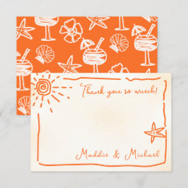Mano tropical soleada dibujada Gracias tarjeta de 