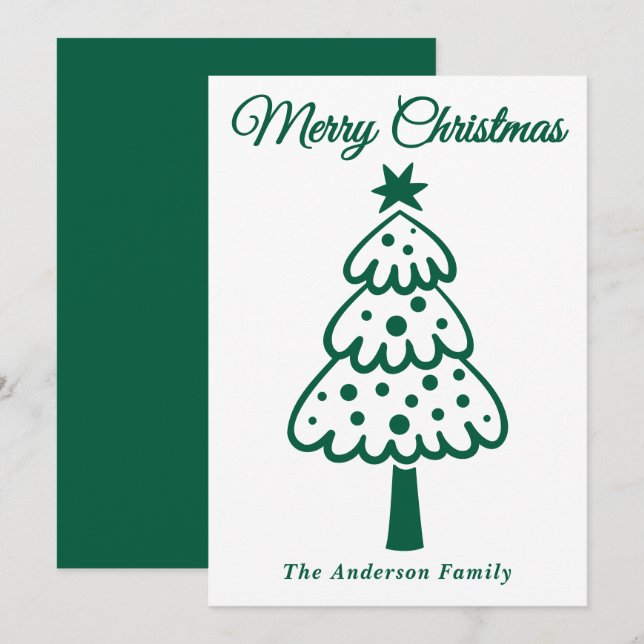 Mano verde caprichosa dibuja árbol de Navidad (Anverso / Reverso)