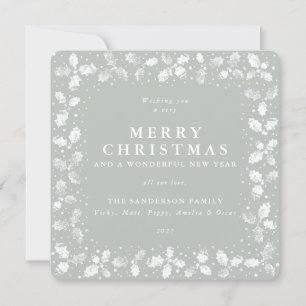 Mano verde cuadrada impresa Holly Feliz Navidad