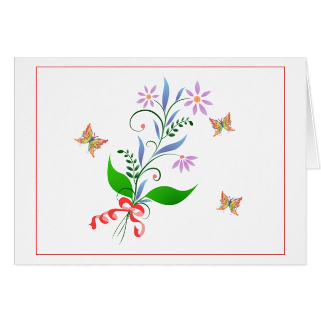 Manojo bonito de flores y de mariposas que agitan (Anverso (Horizontal))
