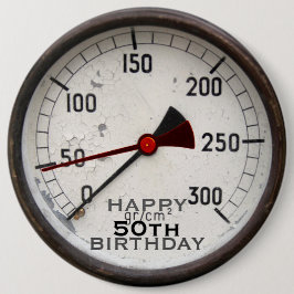 Manómetro Viejo Steampunk Botón de cumpleaños núme