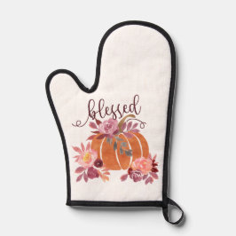 Manoplas Bendita - Calabaza de otoño con flores rosas