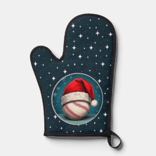 Manoplas Bola de béisbol con copos de nieve de Santa Hat