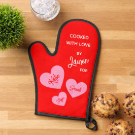 Manoplas Cocinado con amor rojo personalizado