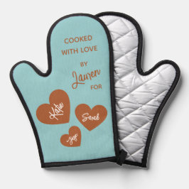 Manoplas Cocinado con amor Suave personalizada Verde azulad