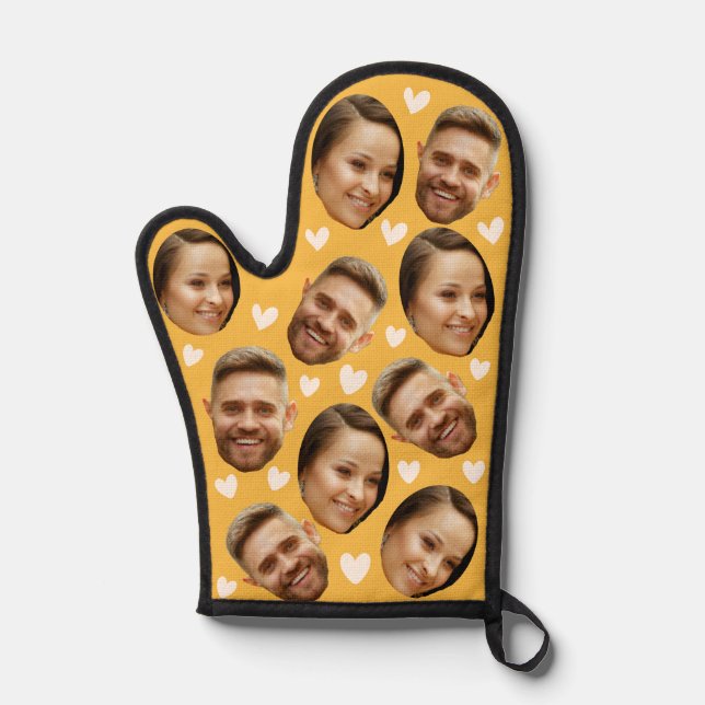 Manoplas Corazón Amarillo de Pareja con Foto Personalizada (Anverso)