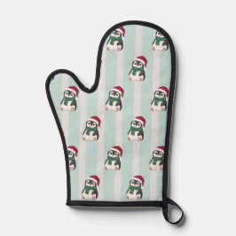 Manoplas Cute Baby Penguin Wearing Santa Hat Christmas