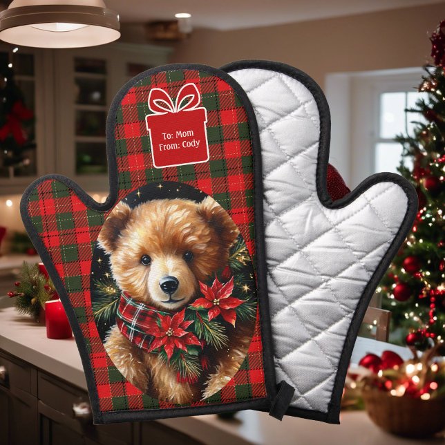 Manoplas Cute Teddy Bear Christmas Add Name Mom Grandma (Subido por el creador)