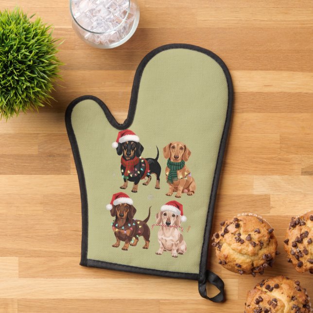 Manoplas Dachshund Navidades Regalo de Navidad de mamá aman (De arriba hacia abajo)