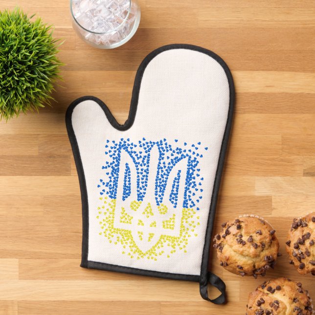 Manoplas Emblema ucraniano trident tryzub esparce corazones (De arriba hacia abajo)