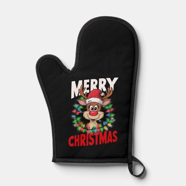 Manoplas Feliz Navidad a los renos navideños navidad (Anverso)