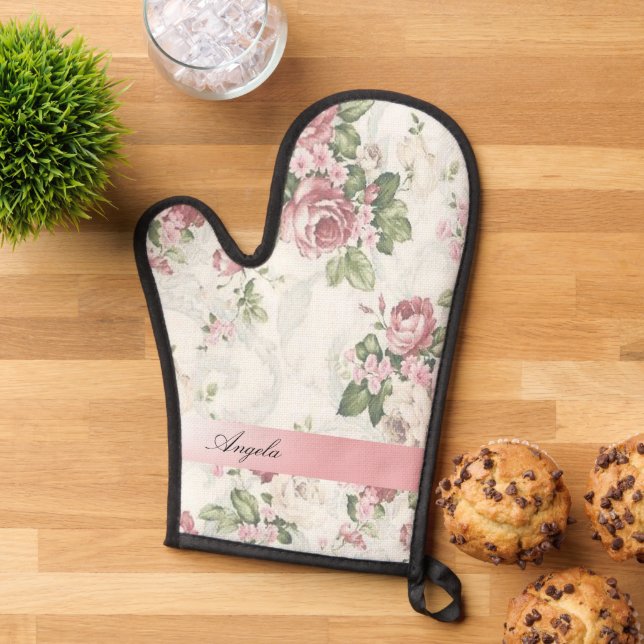 Manoplas Flores chic de Shabby antiguas personalizadas (De arriba hacia abajo)