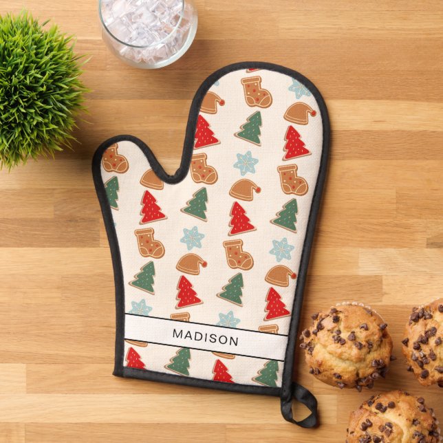 Manoplas Galletas De Colores Patrón Navidad  (De arriba hacia abajo)