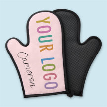 Guante de horno de silicona rosa con logotipo y no