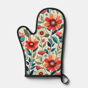 Manoplas Guante de horno floral elegante generado por IA pa