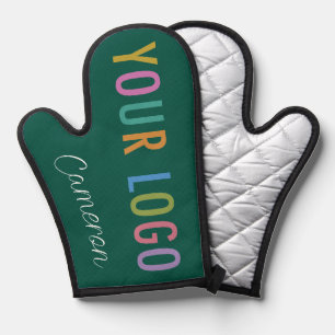 Manoplas Guante de horno personalizado verde con nombre y l