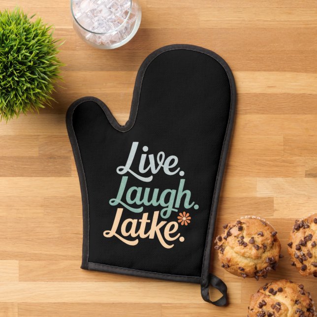Manoplas Hanukkah Live Laugh Latke Funny Holiday Family (De arriba hacia abajo)