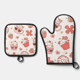 Manoplas Kawaii Dulces Golosinas Set de Manopla y Agarrador