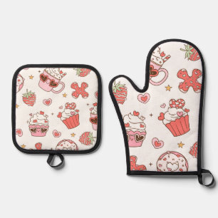 Manoplas Kawaii Dulces Golosinas Set de Manopla y Agarrador