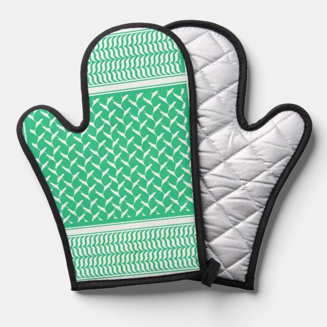 Manoplas Kufiya palestina gradiente verde (Anverso/Reverso)