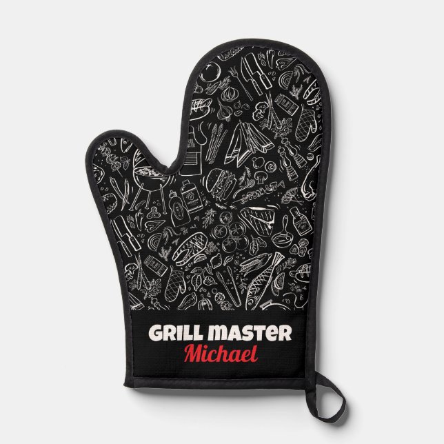 Manoplas maestro de la parrilla comida bbq hombres papá esp (Anverso)