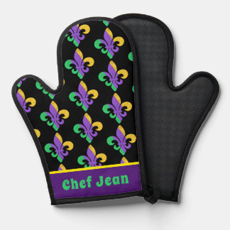 Manoplas Mardi Gras Fat Martes Fleur Verde Morado De Lis