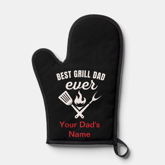 Manoplas Mejor Grill Papá Personalizado Nunca Oven Mitt y P (Anverso)