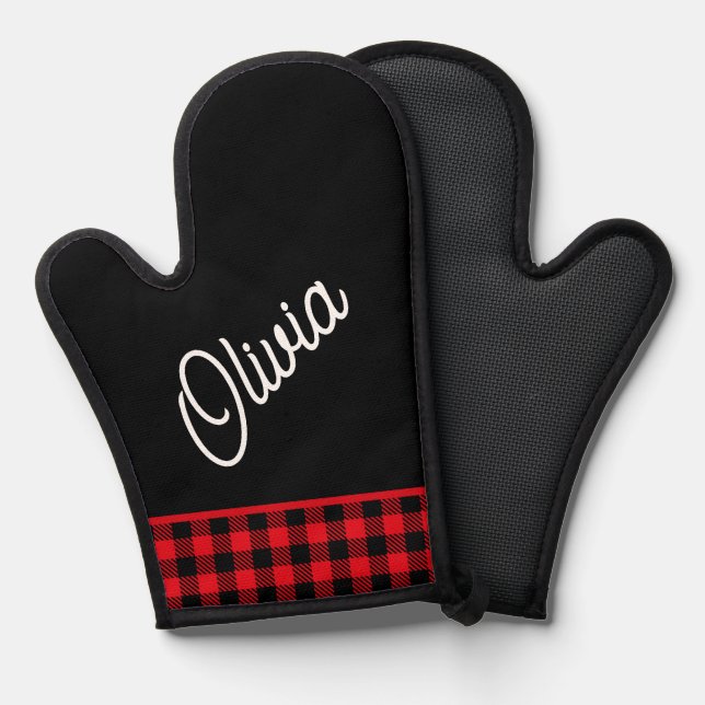 Manoplas Monograma de guiones, trenzado de búfalo rojo (Anverso/Reverso)