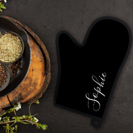 Manoplas Nombre personalizado moderno monograma negro