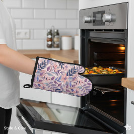 Manoplas Oven Mitt, arte botánico AI para uso contemporáneo