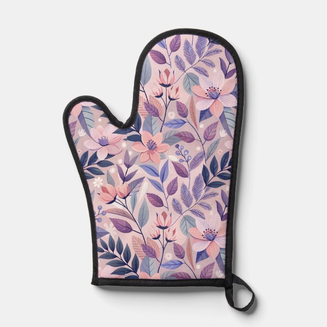 Manoplas Oven Mitt, arte botánico AI para uso contemporáneo (Anverso)
