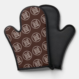 Manoplas Oven Mitt de silicona marrón con patrón de logotip