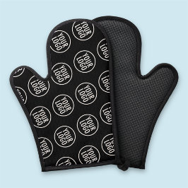 Manoplas Oven Mitt de silicona negra con patrón de logotipo