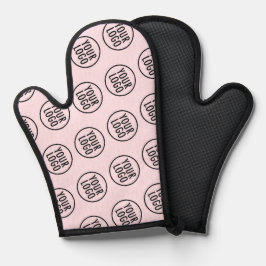 Manoplas Oven Mitt rosado de silicona con patrón de logotip