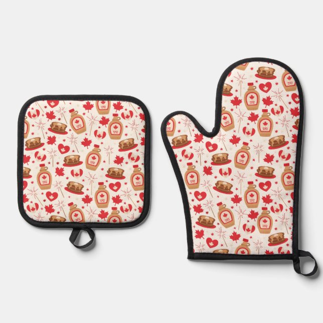 Manoplas Oven Mitt Set Fiesta del Día de Canadá (Anverso)