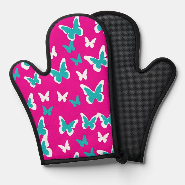 Manoplas Oven Mitt y Pot Holters Butterflies (Anverso/Reverso)