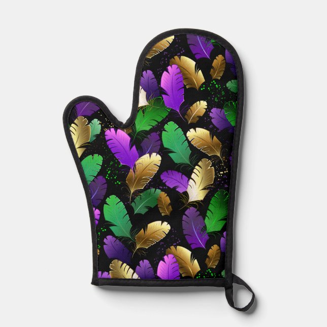 Manoplas Patrón continuo con plumas de Mardi Gras (Anverso)