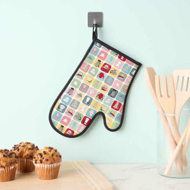 Manoplas Patrón de cafés y tazas retro (Insitu (colgante))