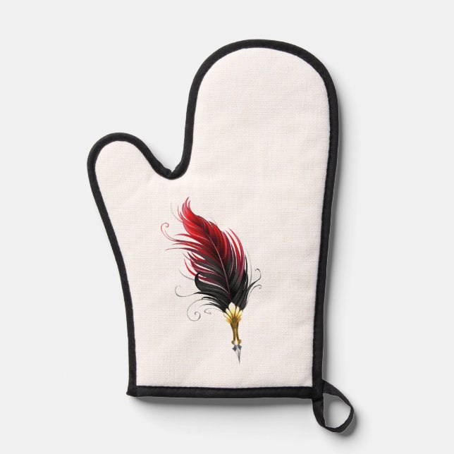 Manoplas Pluma de plumas rojas con nido de oro (Anverso)