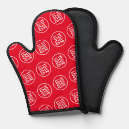 Manoplas Red Oven Mitt con el patrón repetitivo del logotip