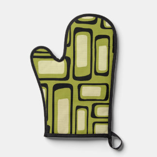 Manoplas Retro de mediados de siglo verde rejilla rectangul