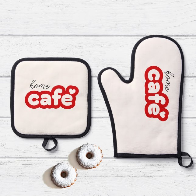 Manoplas Soporte de Oven Mitt y Pot Set con Letter (Charming Cafe - Inspired Oven Mitt and Pot Holders Set )