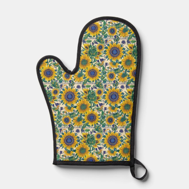 Manoplas Sunflowers Ukrainian folk art motifs Apron (Anverso)