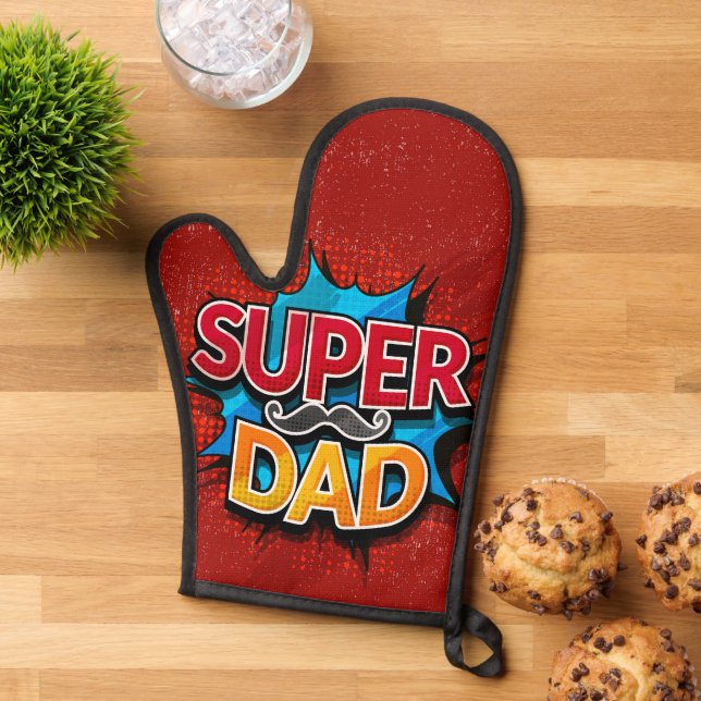 Manoplas Super Dad Mustache Modern Grunge (De arriba hacia abajo)