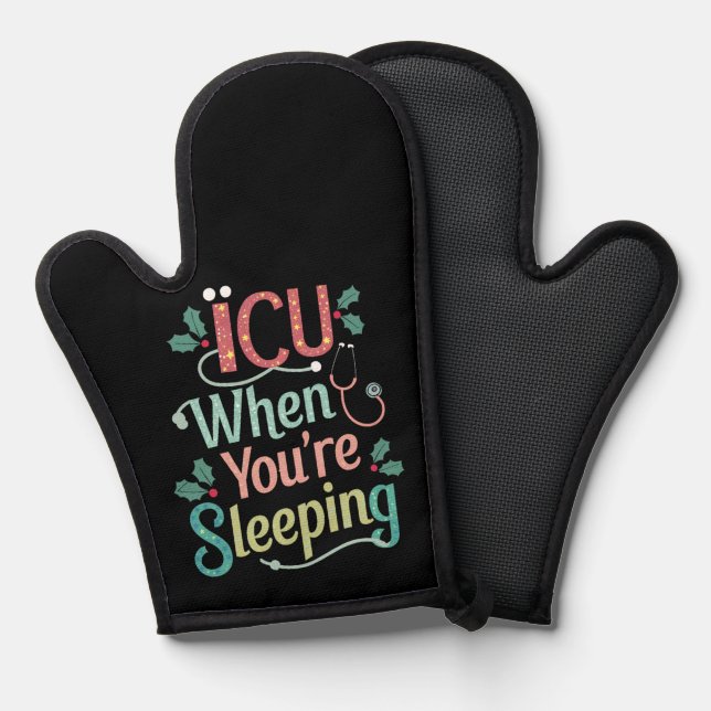 Manoplas UCI cuando estás durmiendo Navidades de enfermería (Anverso/Reverso)